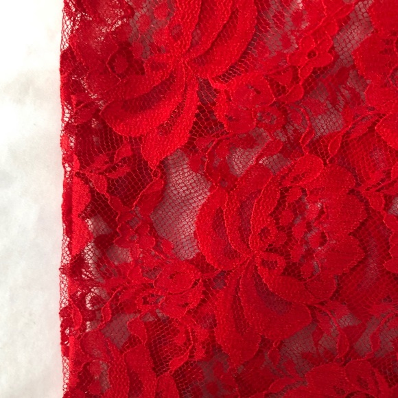 Vintage Red Sheer Lace Christmas Holiday Stocking with Bow - Picture 5 of 11